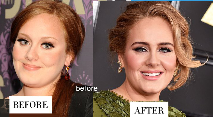 ابرو های قبل و بعد ادله هنرپیشه امریکایی Adele